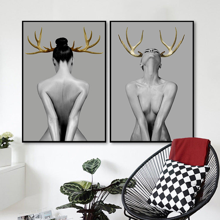 Nordic Decorative Painting Hotel Bedroom Living Room Hanging Painting Oil Painting Wall Painting Beauty Mural Modern Minimalist European Painting