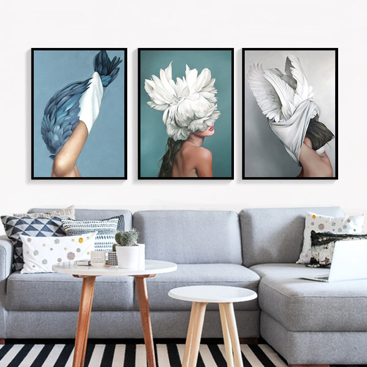 Nordic Decorative Painting Hotel Bedroom Living Room Hanging Painting Oil Painting Wall Painting Beauty Mural Modern Minimalist European Painting