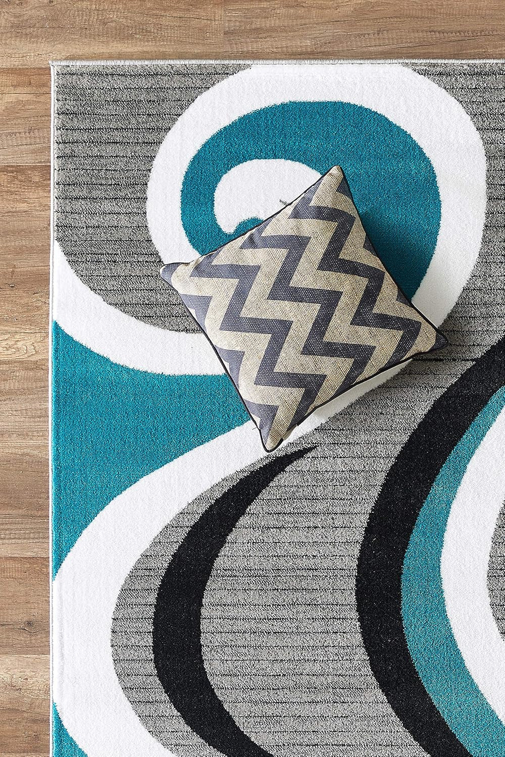 Modern Area Rug 5X7 Turquoise Swirls Carpet Bedroom Living Room Contemporary Dining Accent Sevilla Collection 4817 (5X7, Turkaz)