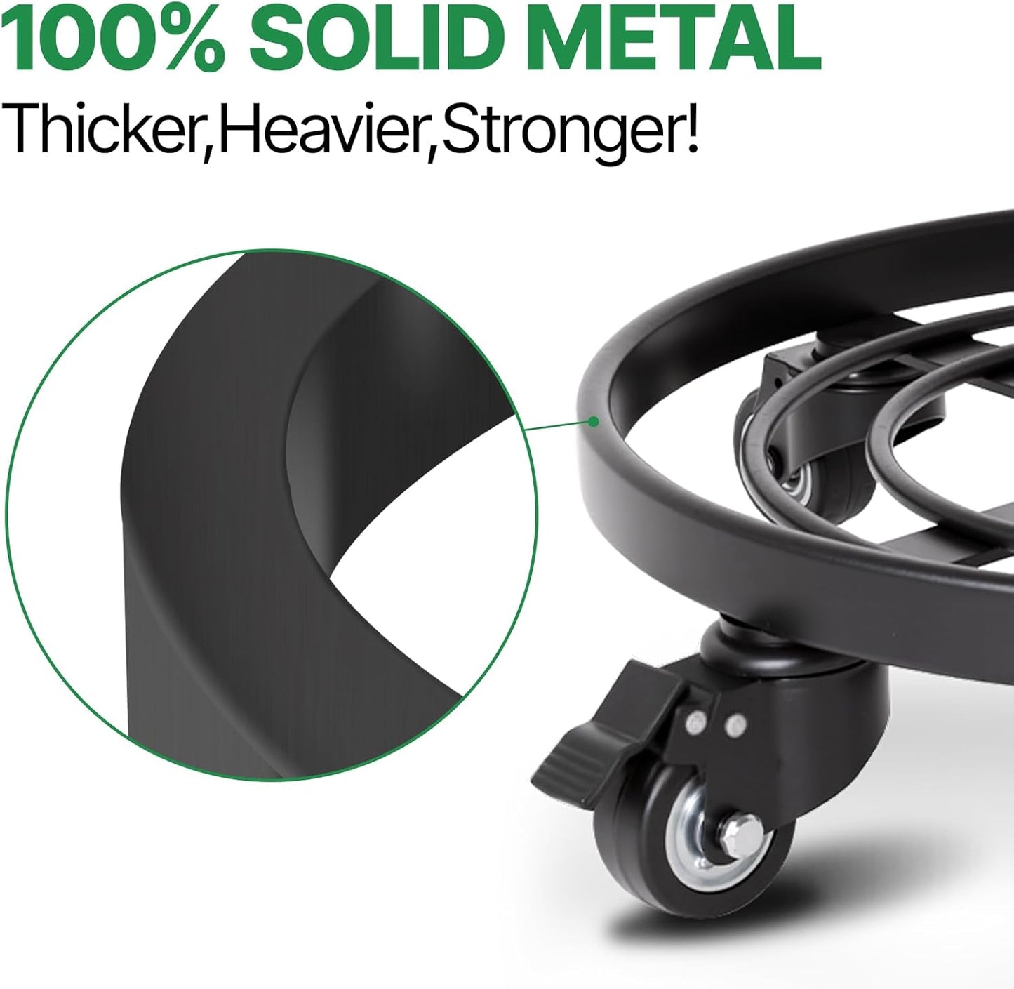 Plant Caddy with Wheels Heavy Duty 14“ 2 Pack Rolling Plant Stand Plant Dolly Iron Wheeled Lockable Casters round Pot Mover Rollers Indoor Outdoor Planter Trolley Metal