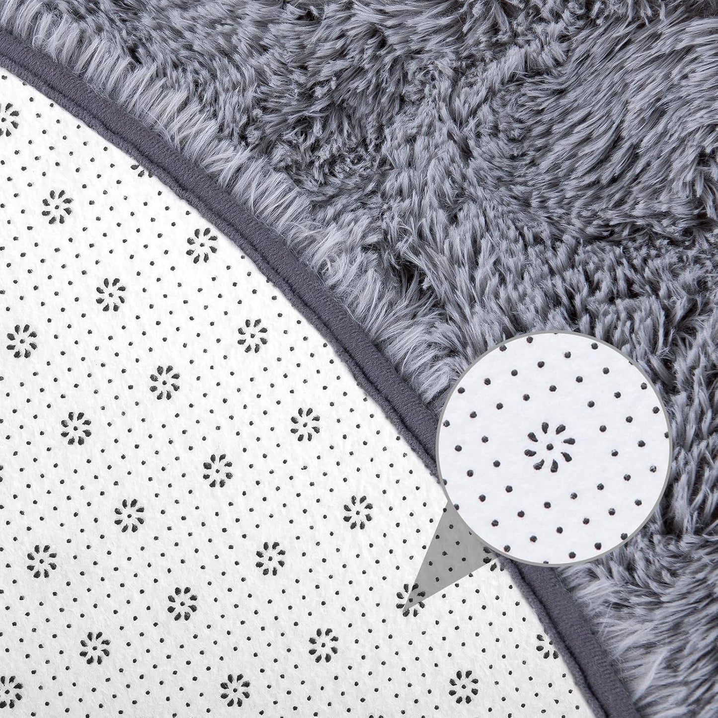 round Rug 5X5 Feet Fluffy Soft Area Rugs for Kids Girls Room Princess Castle Plush Shaggy Carpet Cute Circle Nursery Rug for Kids Girls Bedroom Baby Room Home Decor Circular Carpet, Grey
