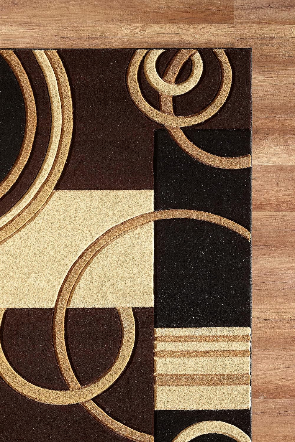 Area Rug Modern Soft Hand Carved Contemporary Floor Carpet with Premium Fluffy Texture for Indoor Living Dining Room and Bedroom Area (Brown, 5X7)
