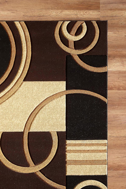 Area Rug Modern Soft Hand Carved Contemporary Floor Carpet with Premium Fluffy Texture for Indoor Living Dining Room and Bedroom Area (Brown, 5X7)