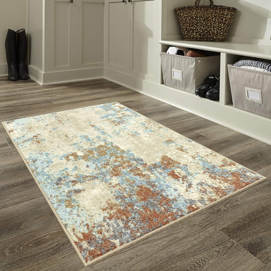 Southwestern Stone Distressed Abstract Kitchen Rugs Non Skid Washable Accent Area Floor Mat [Made in USA], 2'6 X 3'10, Multi