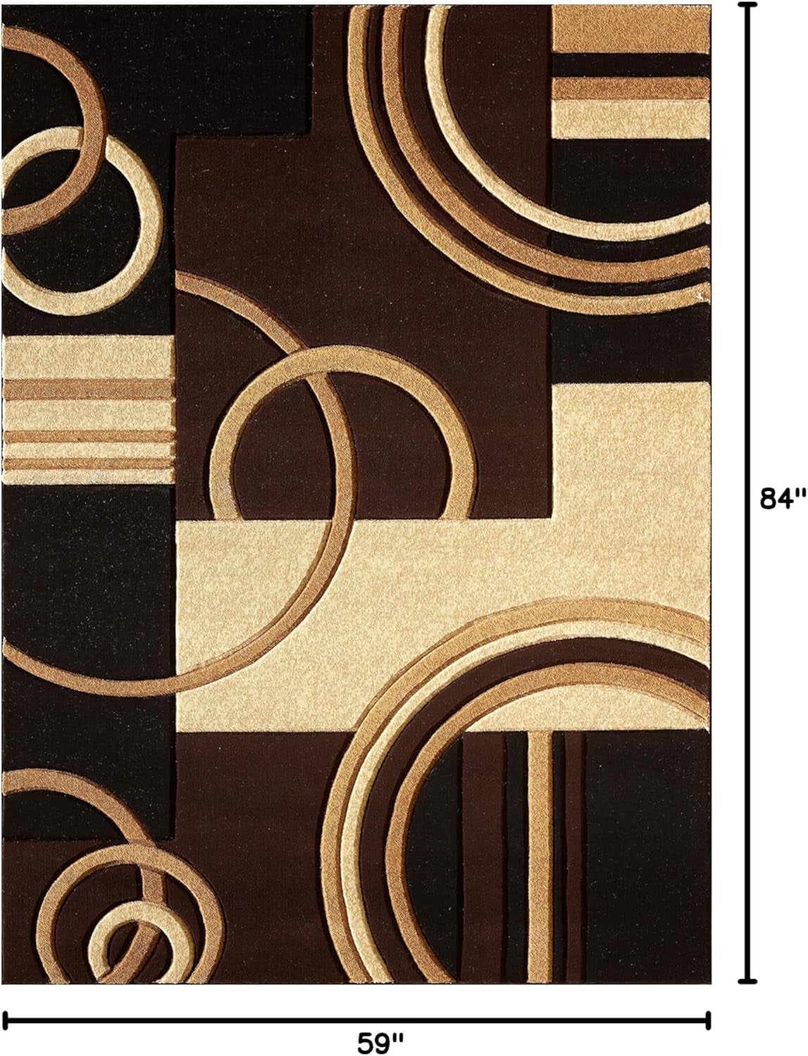 Area Rug Modern Soft Hand Carved Contemporary Floor Carpet with Premium Fluffy Texture for Indoor Living Dining Room and Bedroom Area (Brown, 5X7)