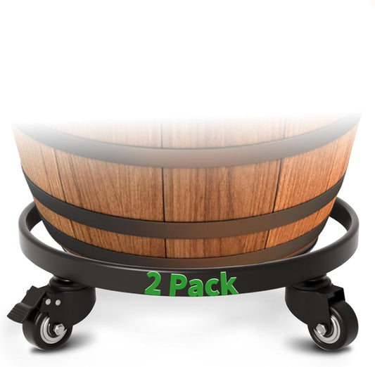 Plant Caddy with Wheels Heavy Duty 14“ 2 Pack Rolling Plant Stand Plant Dolly Iron Wheeled Lockable Casters round Pot Mover Rollers Indoor Outdoor Planter Trolley Metal