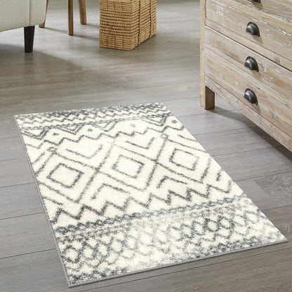 Abstract Diamond Modern Distressed Kitchen Rugs Non Skid Accent Area Floor Mat [Made in USA], 1'8 X 2'10, Neutral