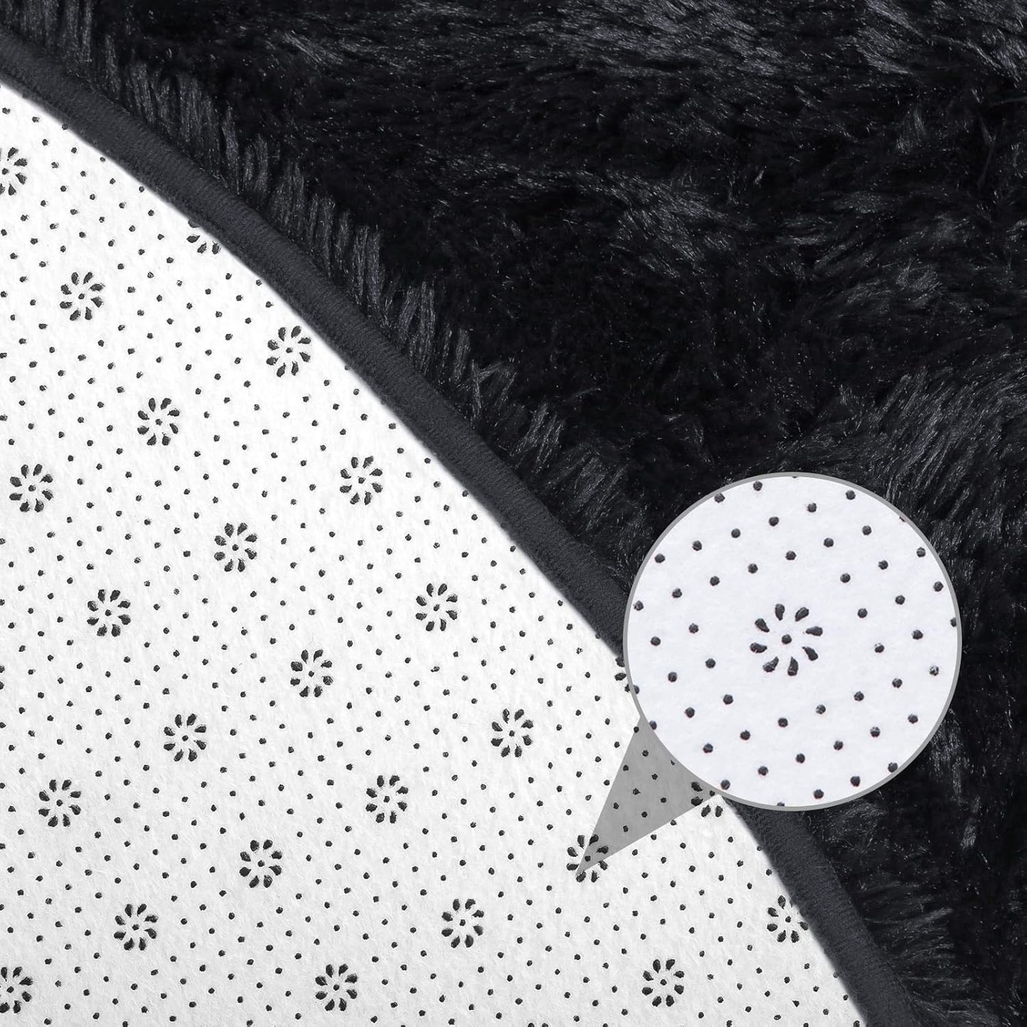 round Rug 6X6 Feet Fluffy Soft Area Rugs for Kids Girls Room Princess Castle Plush Shaggy Carpet Cute Circle Nursery Rug for Kids Teen'S Bedroom Home Decor Large Circular Carpet, Black