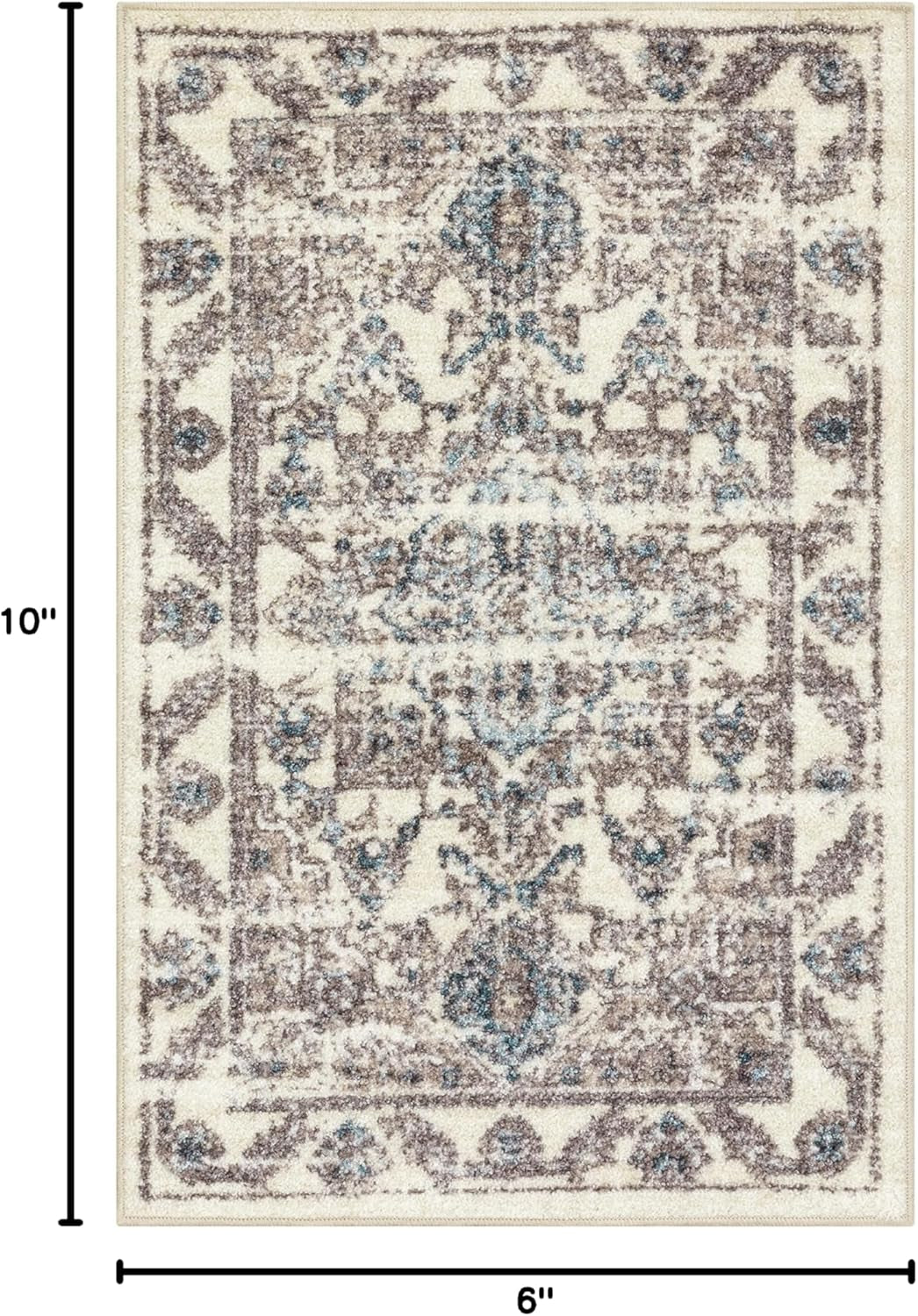 Distressed Tapestry Vintage Kitchen Rugs Non Skid Accent Area Floor Mat [Made in USA], 2'6 X 3'10, Neutral