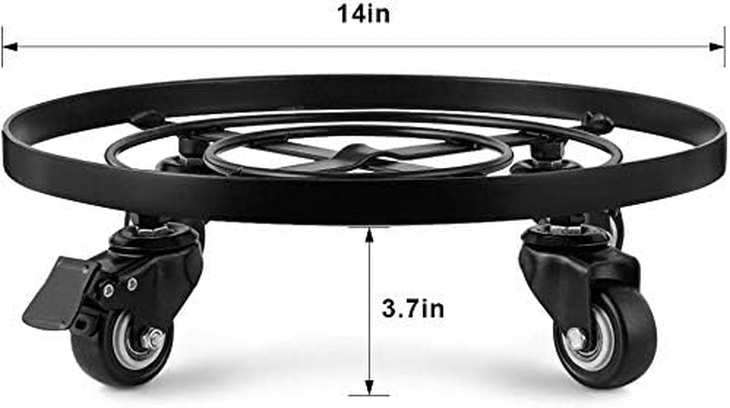 Plant Caddy with Wheels Heavy Duty 14“ 2 Pack Rolling Plant Stand Plant Dolly Iron Wheeled Lockable Casters round Pot Mover Rollers Indoor Outdoor Planter Trolley Metal