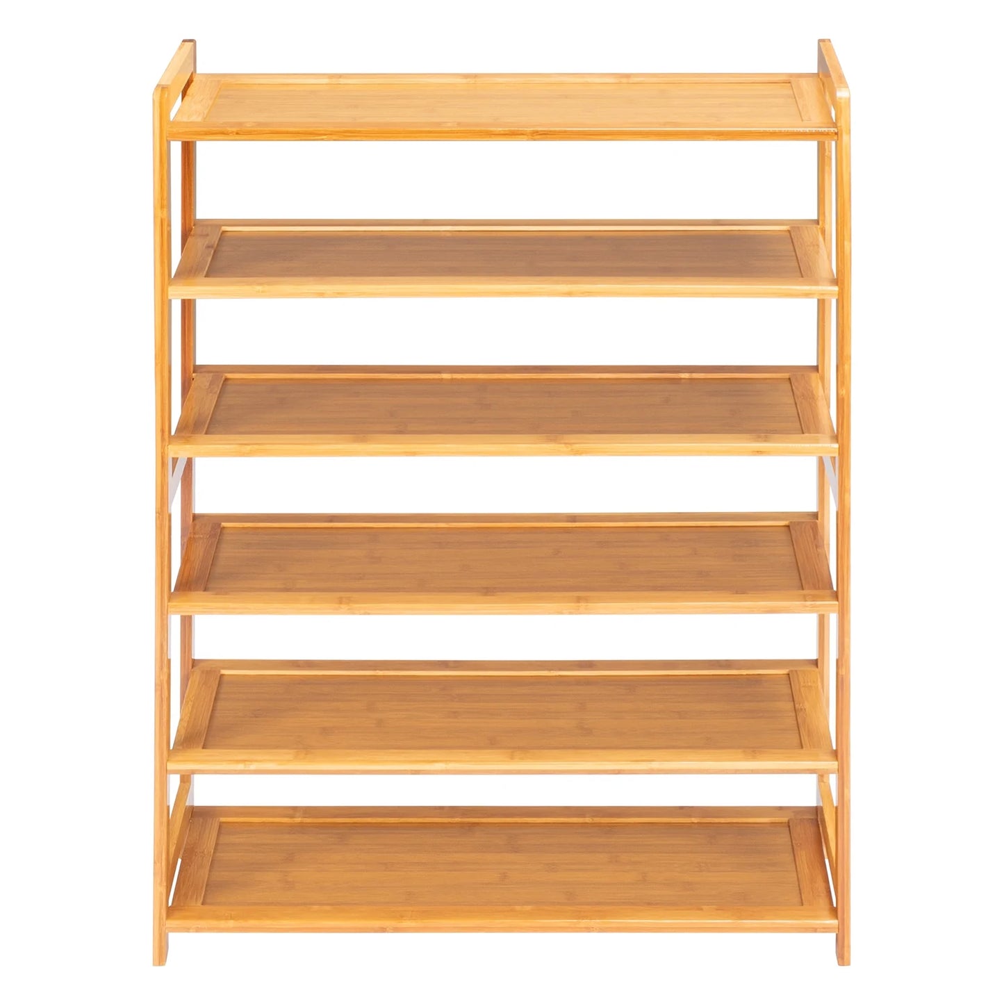 6 Tier Natural Wood Bamboo Shelf Entryway Storage Shoe Rack Home Furniture