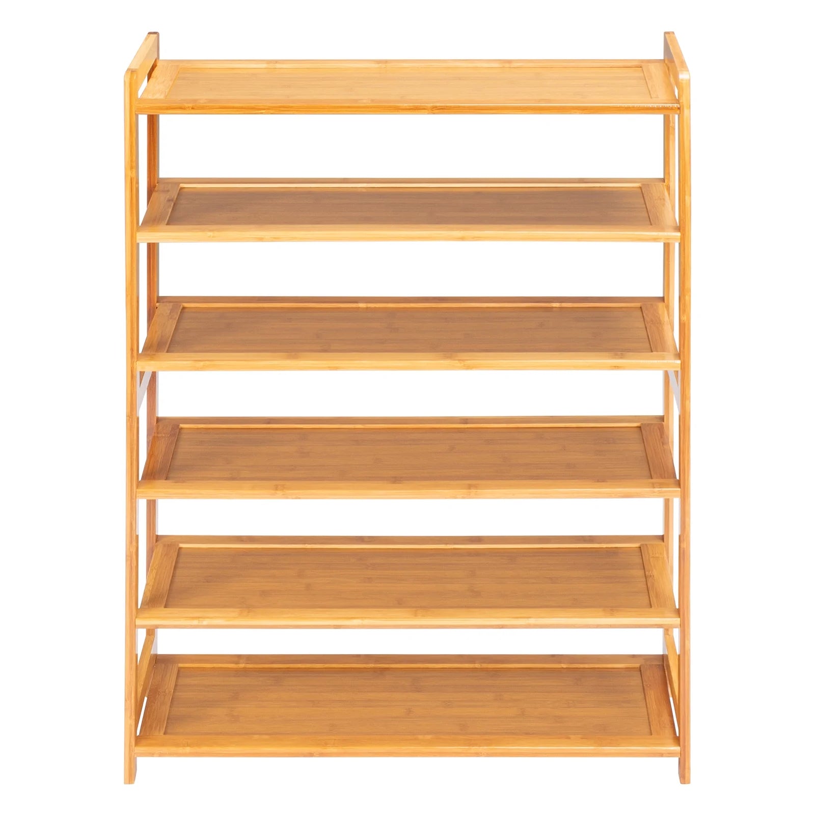 6 Tier Natural Wood Bamboo Shelf Entryway Storage Shoe Rack Home Furniture
