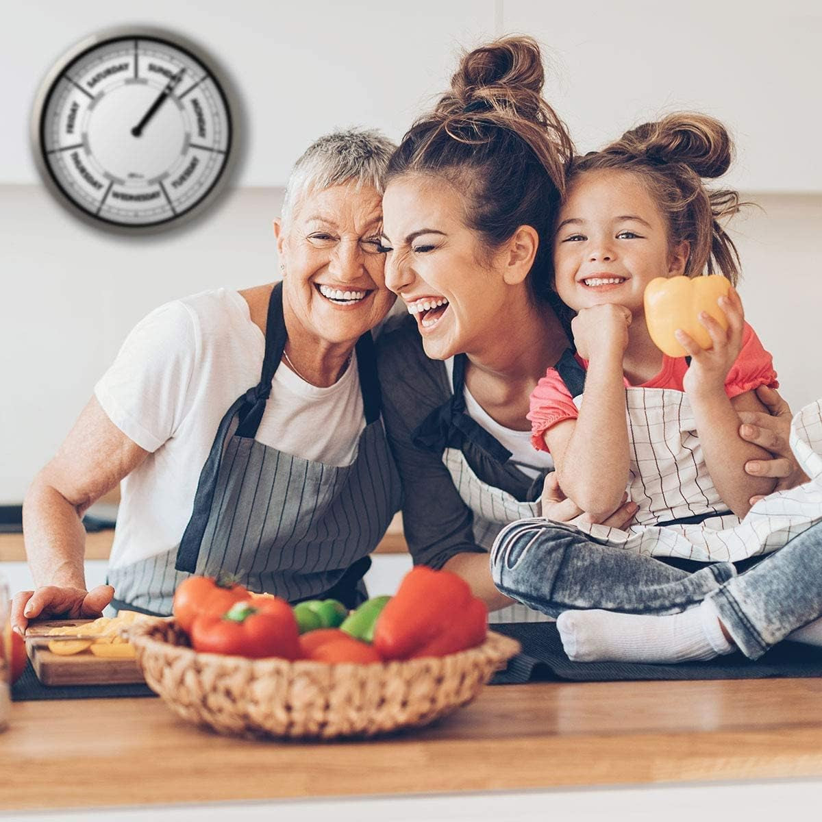 Day of the Week Wall Clock with Aluminum Frame – Calendar Day Clock – Ideal Retirement Gift for Men & Women – 10"