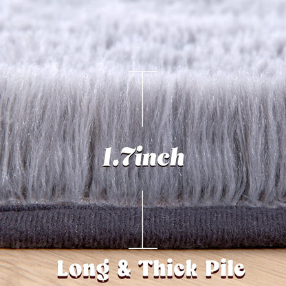 round Rug 5X5 Feet Fluffy Soft Area Rugs for Kids Girls Room Princess Castle Plush Shaggy Carpet Cute Circle Nursery Rug for Kids Girls Bedroom Baby Room Home Decor Circular Carpet, Grey