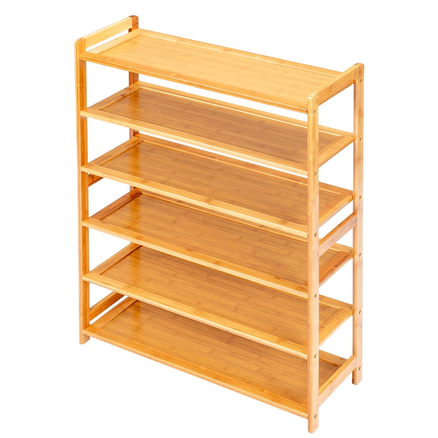 6 Tier Natural Wood Bamboo Shelf Entryway Storage Shoe Rack Home Furniture