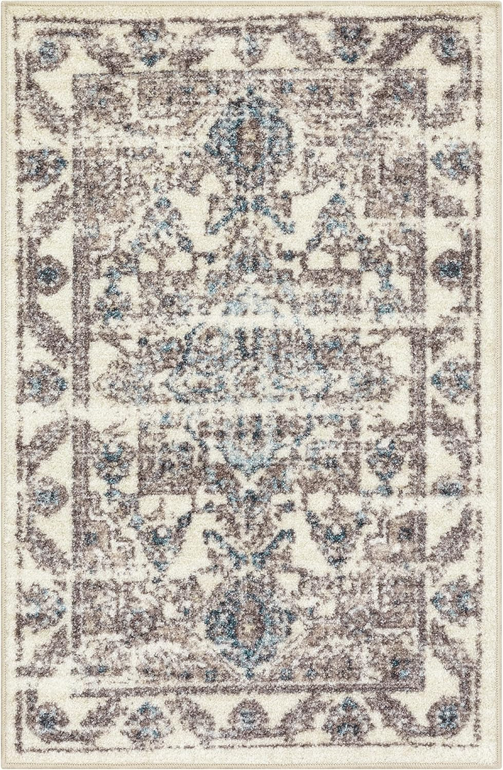 Distressed Tapestry Vintage Kitchen Rugs Non Skid Accent Area Floor Mat [Made in USA], 2'6 X 3'10, Neutral