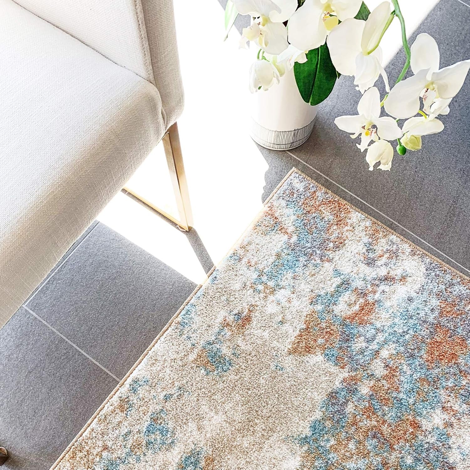 Southwestern Stone Distressed Abstract Kitchen Rugs Non Skid Washable Accent Area Floor Mat [Made in USA], 2'6 X 3'10, Multi