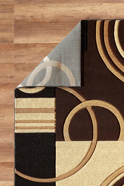 Area Rug Modern Soft Hand Carved Contemporary Floor Carpet with Premium Fluffy Texture for Indoor Living Dining Room and Bedroom Area (Brown, 5X7)