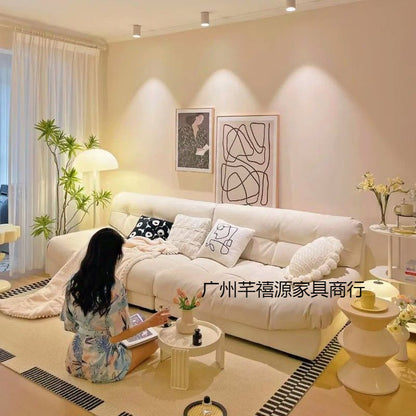 Cream Fengyunduo Sofa Straight Row Simple Small Apartment Living Room Lazy Sofa Double Three-Person Fabric Combination
