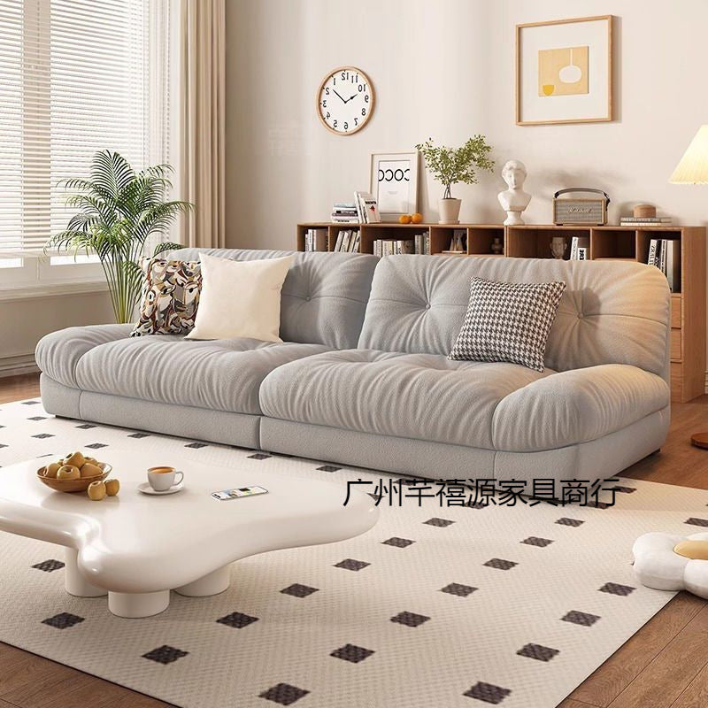 Cream Fengyunduo Sofa Straight Row Simple Small Apartment Living Room Lazy Sofa Double Three-Person Fabric Combination