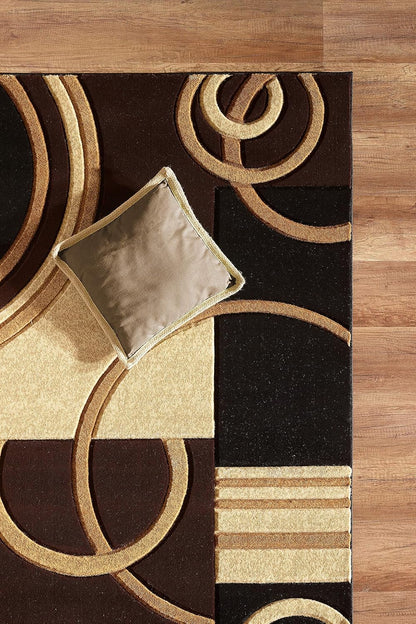 Area Rug Modern Soft Hand Carved Contemporary Floor Carpet with Premium Fluffy Texture for Indoor Living Dining Room and Bedroom Area (Brown, 5X7)