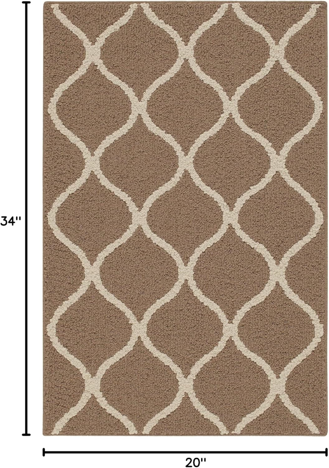Rebecca Contemporary Kitchen Rugs Non Skid Accent Area Carpet [Made in USA], 1'8 X 2'10, Café Brown/White