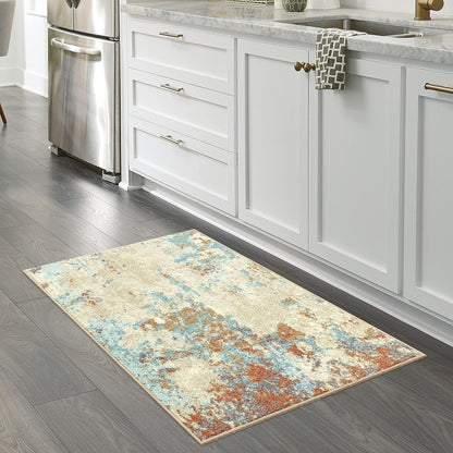 Southwestern Stone Distressed Abstract Kitchen Rugs Non Skid Washable Accent Area Floor Mat [Made in USA], 2'6 X 3'10, Multi