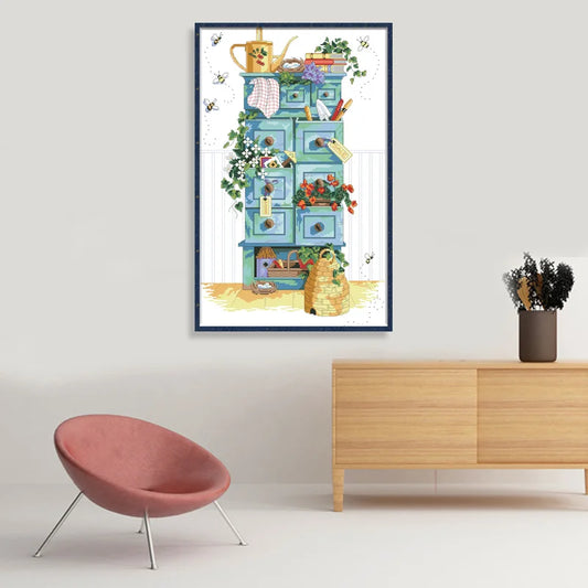 Cabinet Counted Cross Stitch Kits Embroidery Needlework Sets Patterns Printed Fabric 11CT 14CT DIY Handmade Home Decor Paintings