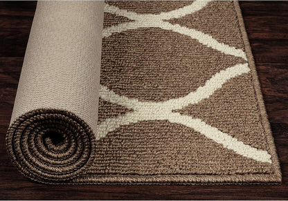 Rebecca Contemporary Kitchen Rugs Non Skid Accent Area Carpet [Made in USA], 1'8 X 2'10, Café Brown/White