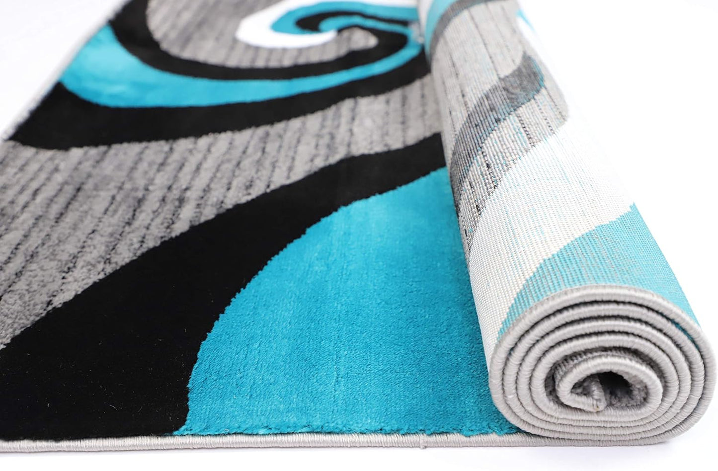 Modern Area Rug 5X7 Turquoise Swirls Carpet Bedroom Living Room Contemporary Dining Accent Sevilla Collection 4817 (5X7, Turkaz)