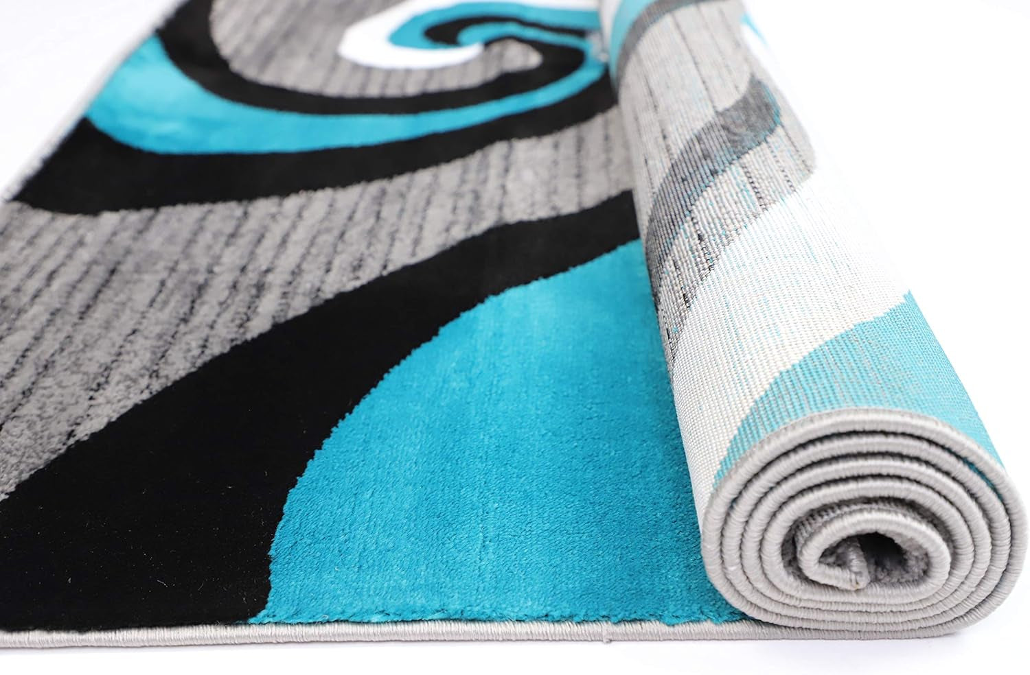 Modern Area Rug 5X7 Turquoise Swirls Carpet Bedroom Living Room Contemporary Dining Accent Sevilla Collection 4817 (5X7, Turkaz)