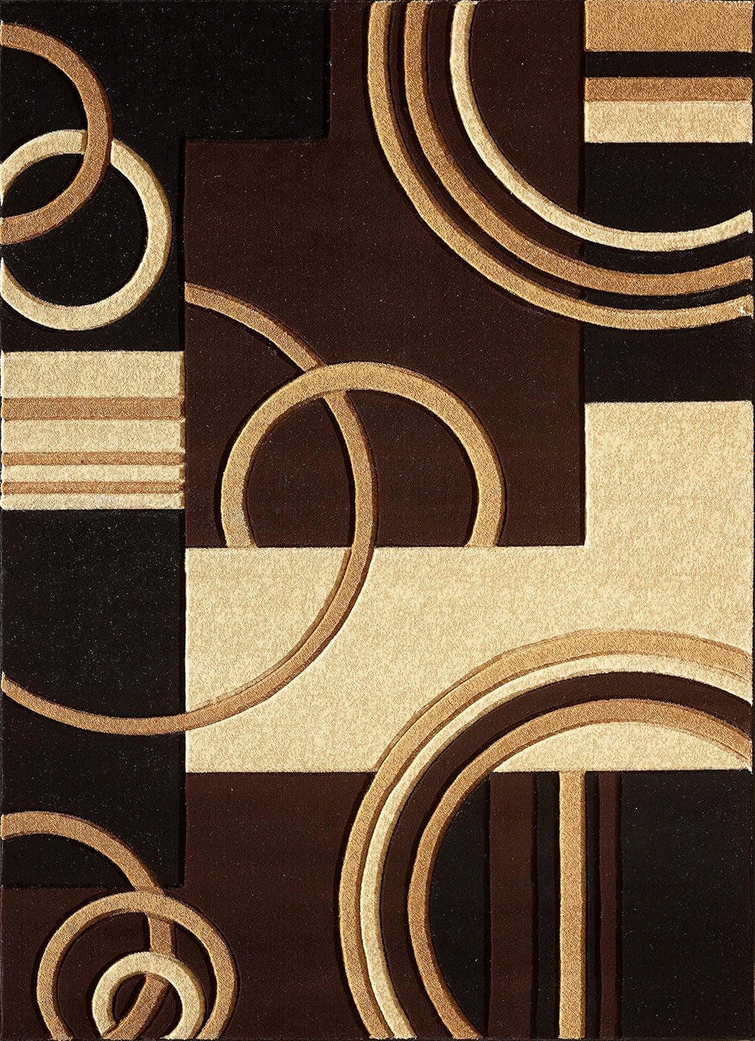 Area Rug Modern Soft Hand Carved Contemporary Floor Carpet with Premium Fluffy Texture for Indoor Living Dining Room and Bedroom Area (Brown, 5X7)