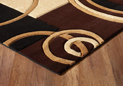 Area Rug Modern Soft Hand Carved Contemporary Floor Carpet with Premium Fluffy Texture for Indoor Living Dining Room and Bedroom Area (Brown, 5X7)