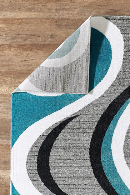 Modern Area Rug 5X7 Turquoise Swirls Carpet Bedroom Living Room Contemporary Dining Accent Sevilla Collection 4817 (5X7, Turkaz)